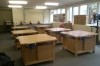 Quare workbenches with cupboards at Thomas Moore School